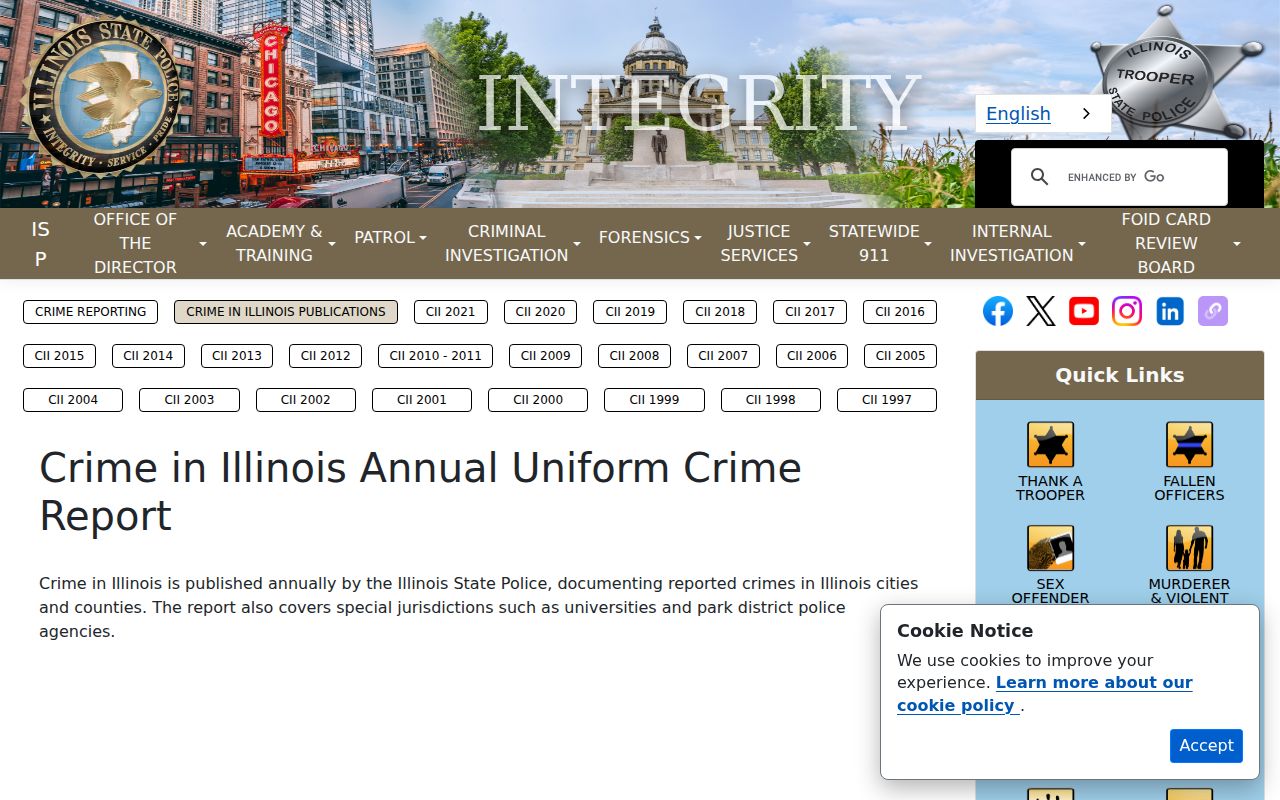 Grafton criminal records official Illinois annual crime report selector