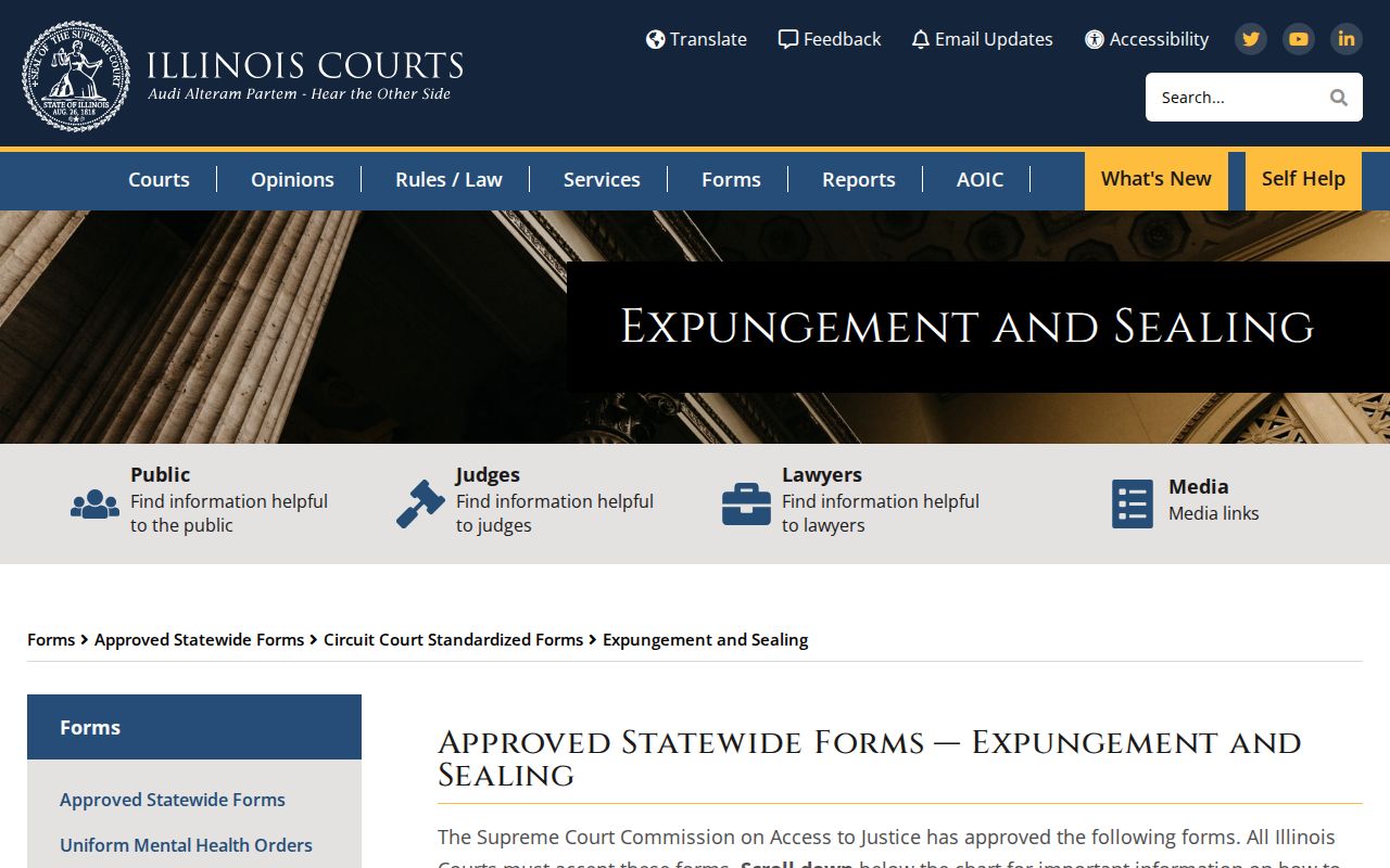 Illinois Courts expungement and sealing form suite for Jersey County filings
