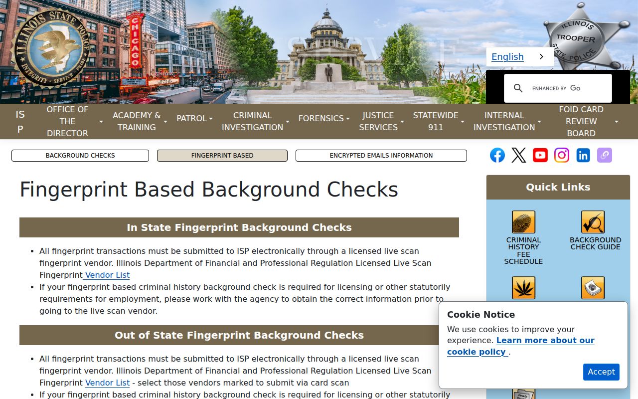 Illinois State Police instructions for licensed live-scan fingerprint checks