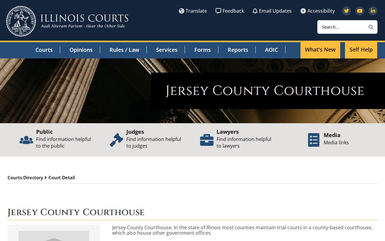 Official Illinois Courts directory for Jersey County Courthouse