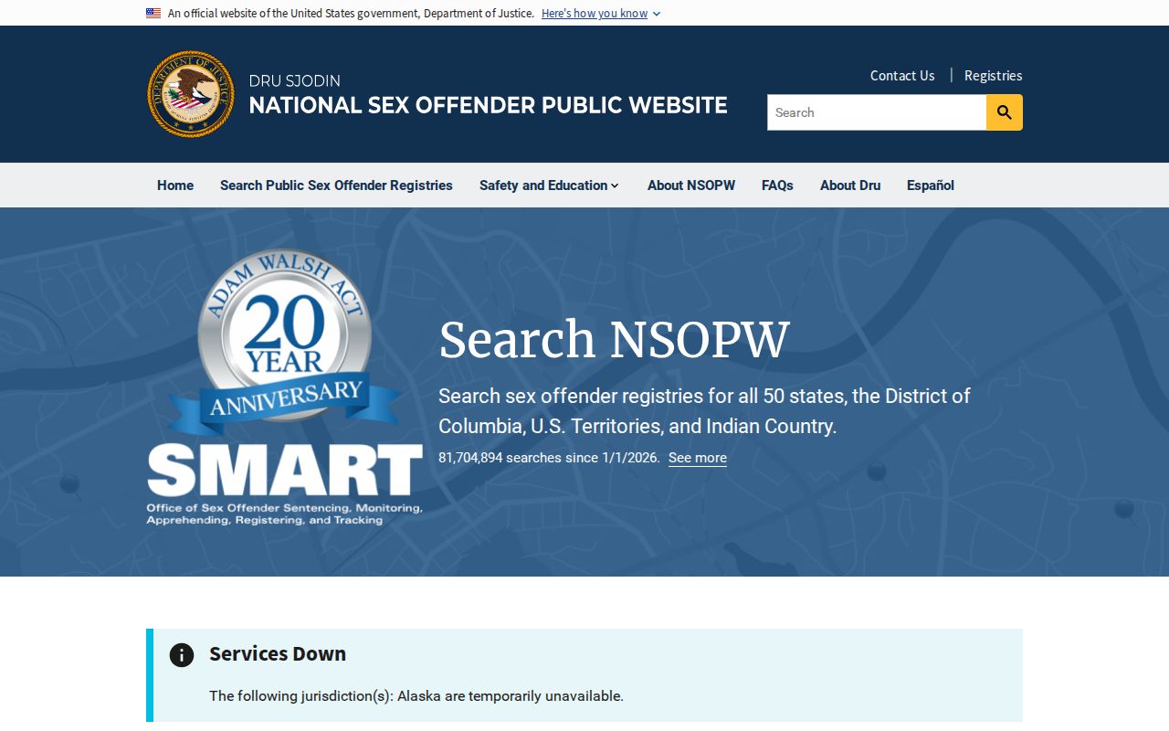 National Sex Offender Public Website search
