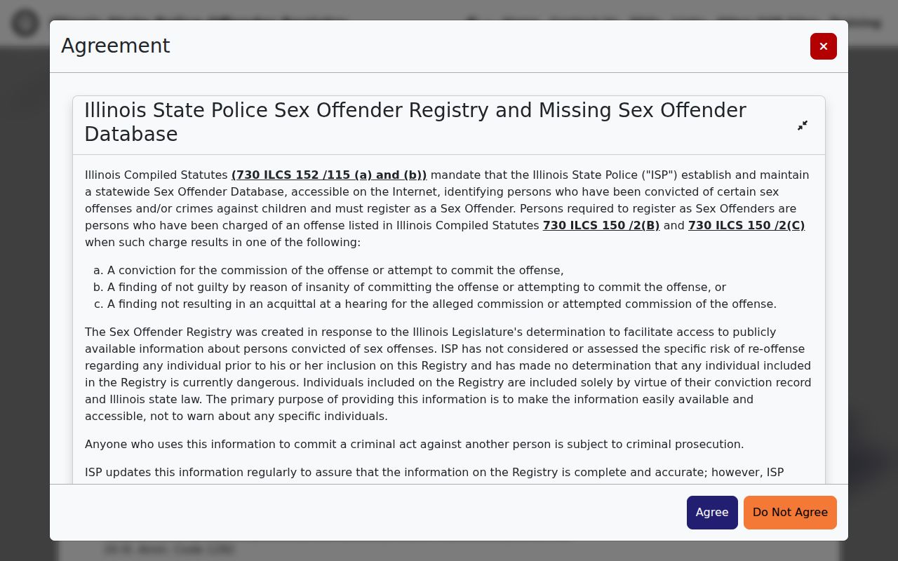 Illinois registry search fields